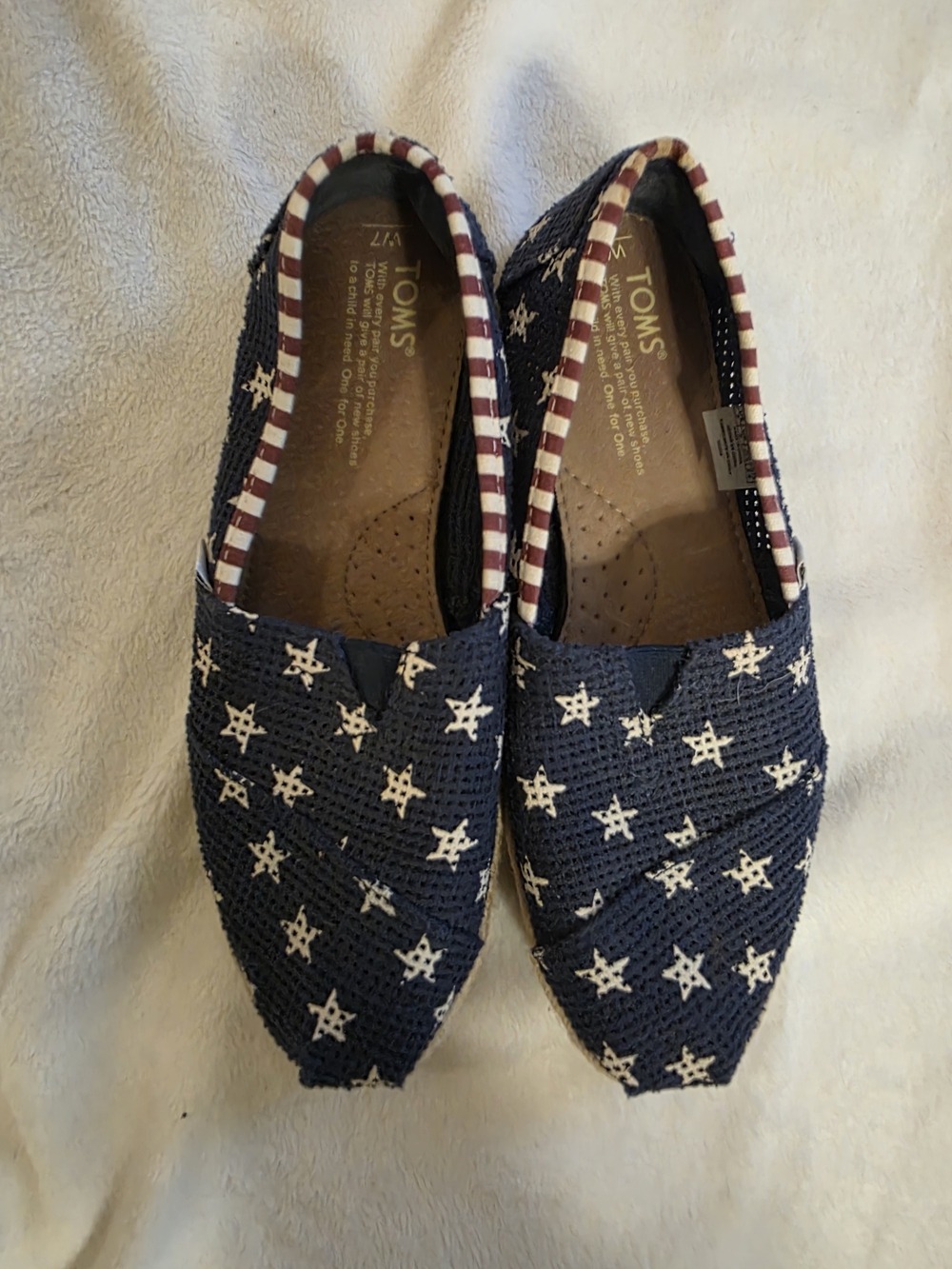 TOMS Navy Star American Flag Print Slip-On Shoes